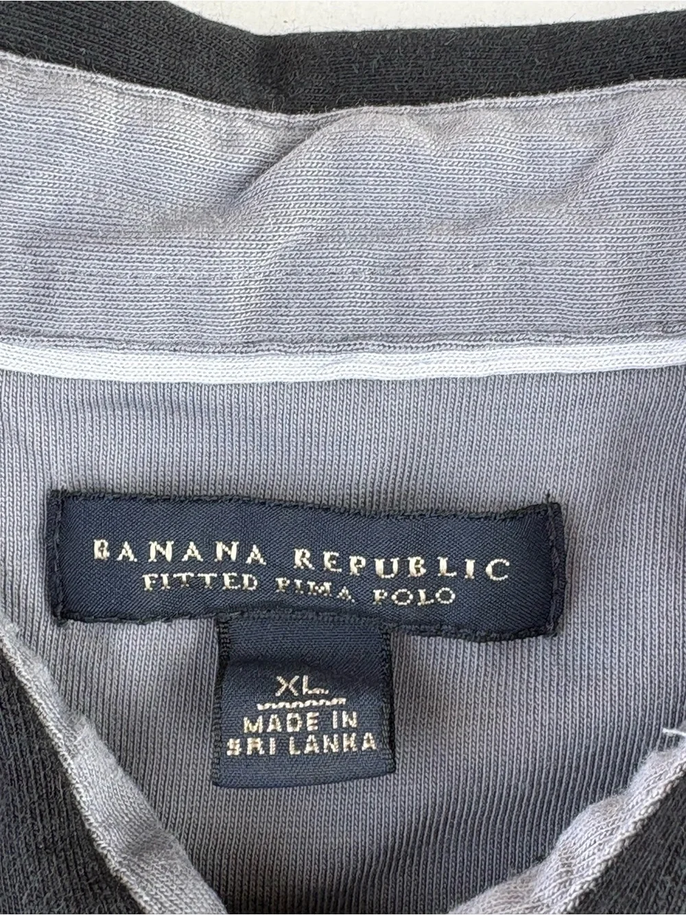 Banana Republic Fitted Pima Polo Shirt Men’s XL Black Short Sleeve Cotton